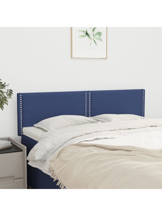 Čela postele 2 ks modrá 72 x 5 x 78/88 cm textil