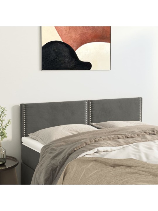 Čela postele 2 ks tmavě šedá 72 x 5 x 78/88 cm samet