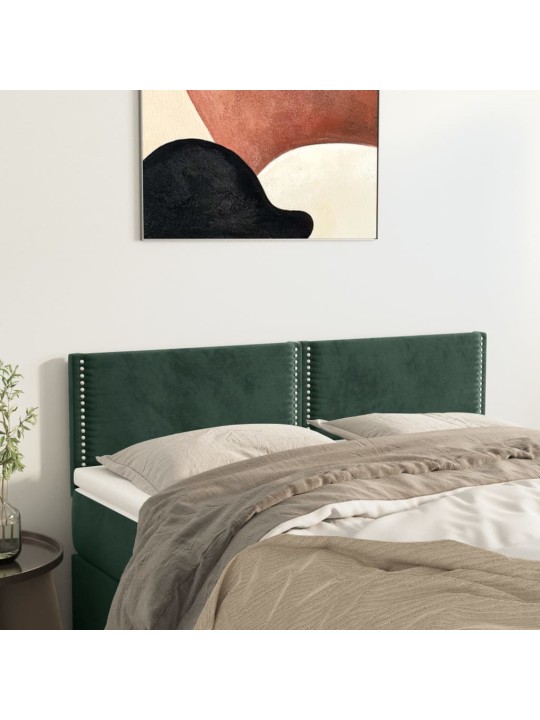 Čela postele 2 ks tmavě zelená 72 x 5 x 78/88 cm samet