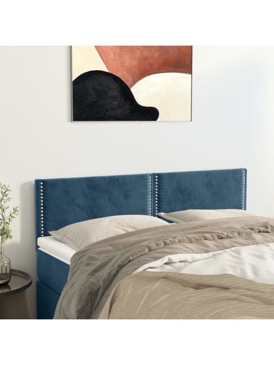 Čela postele 2 ks tmavě modrá 72 x 5 x 78/88 cm samet