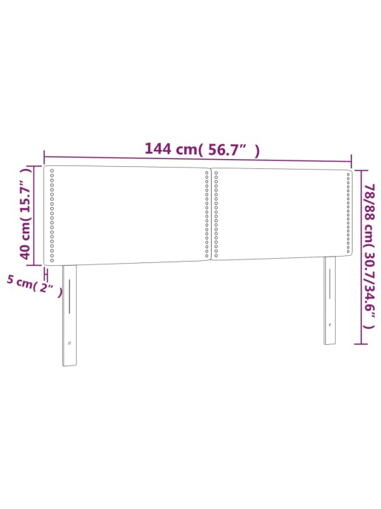 Čelo postele 2 ks růžové 72x5x78/88 cm samet