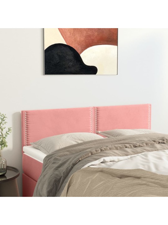 Čelo postele 2 ks růžové 72x5x78/88 cm samet
