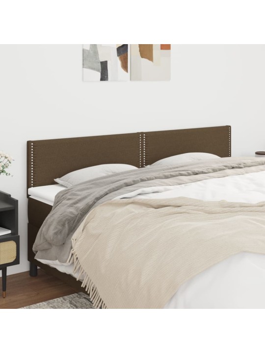 Čelo postele 2 ks tmavě hnědé 80 x 5 x 78/88 cm textil