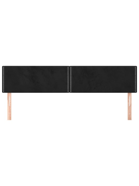 Čelo postele 2 ks černé 80 x 5 x 78/88 cm samet