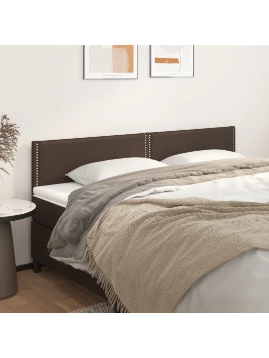 Čelo postele 2 ks hnědé 90x5x78/88 cm umělá kůže