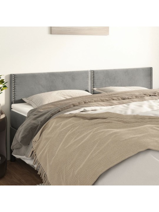 Čelo postele 2 ks světle šedé 100 x 5 x 78/88 cm samet