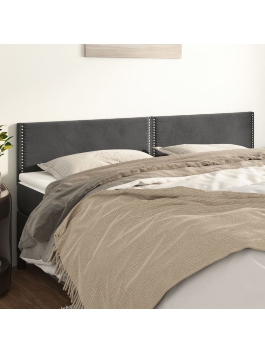 Čelo postele 2 ks tmavě šedé 100 x 5 x 78/88 cm samet