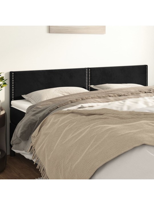 Čelo postele 2 ks černé 100x5x78/88 cm samet