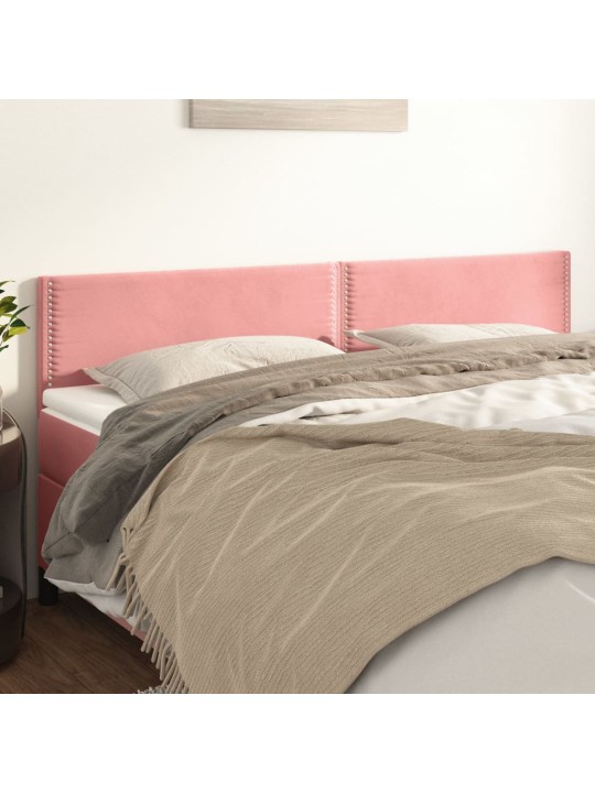 Čelo postele 2 ks růžové 100x5x78/88 cm samet