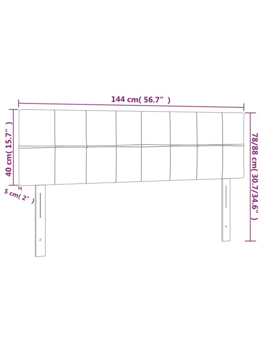 Čela postele 2 ks světle šedá 72 x 5 x 78/88 cm samet