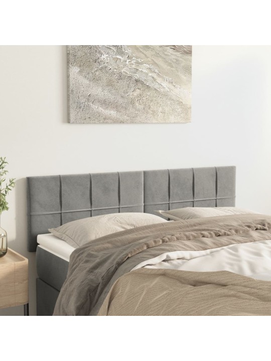 Čela postele 2 ks světle šedá 72 x 5 x 78/88 cm samet