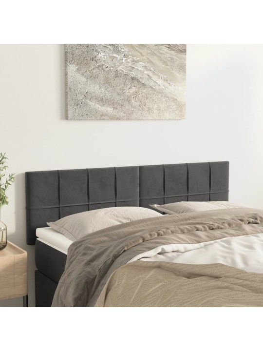 Čela postele 2 ks tmavě šedá 72 x 5 x 78/88 cm samet
