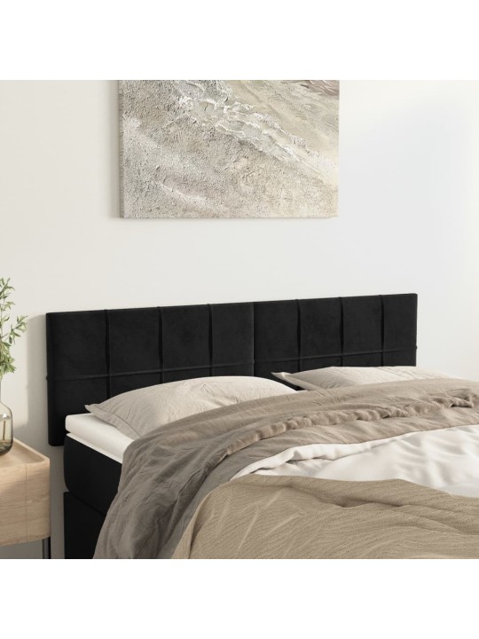 Čela postele 2 ks černá 72 x 5 x 78/88 cm samet