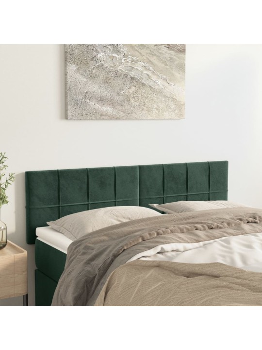 Čela postele 2 ks tmavě zelená 72 x 5 x 78/88 cm samet