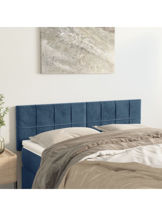 Čela postele 2 ks tmavě modrá 72 x 5 x 78/88 cm samet