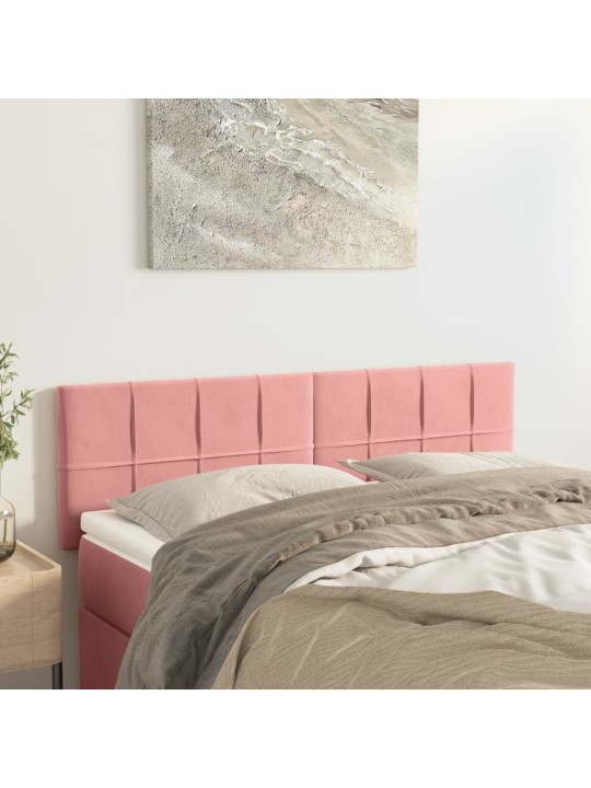 Čelo postele 2 ks růžové 72x5x78/88 cm samet