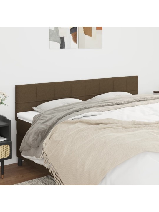Čelo postele 2 ks tmavě hnědé 80 x 5 x 78/88 cm textil