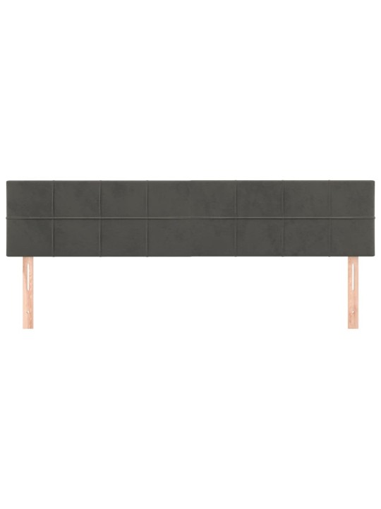 Čelo postele 2 ks tmavě šedé 80 x 5 x 78/88 cm samet
