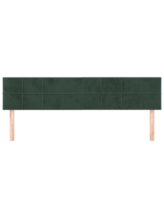 Čelo postele 2 ks tmavě zelené 80 x 5 x 78/88 cm samet