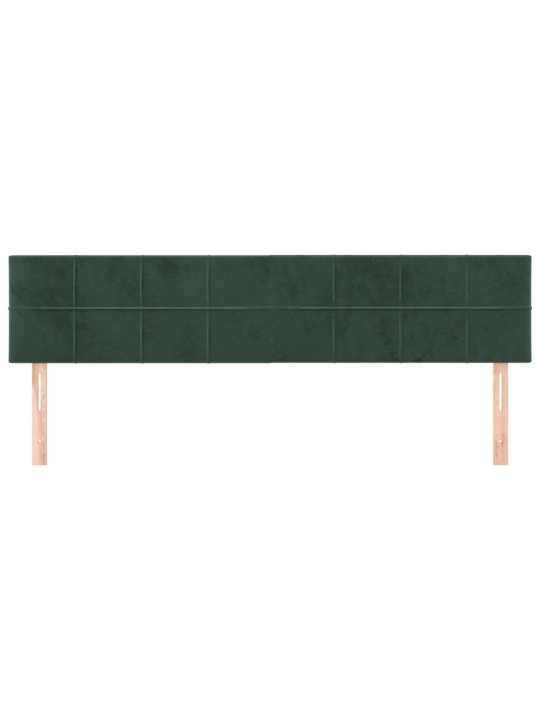 Čelo postele 2 ks tmavě zelené 90x5x78/88 cm samet