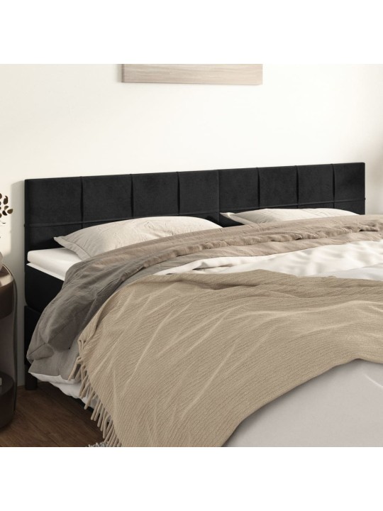 Čelo postele 2 ks černé 100x5x78/88 cm samet