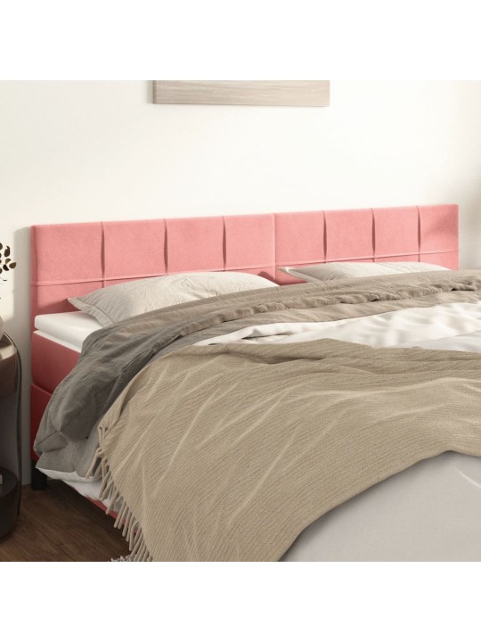 Čelo postele 2 ks růžové 100x5x78/88 cm samet