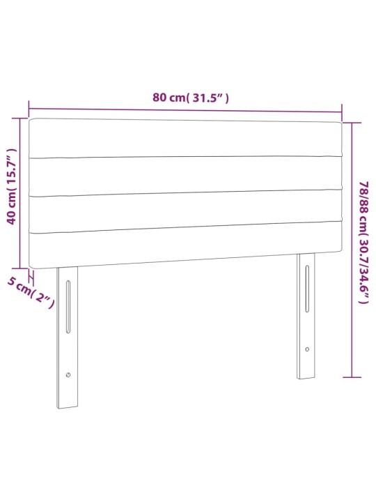 Čelo postele černé 80 x 5 x 78/88 cm samet