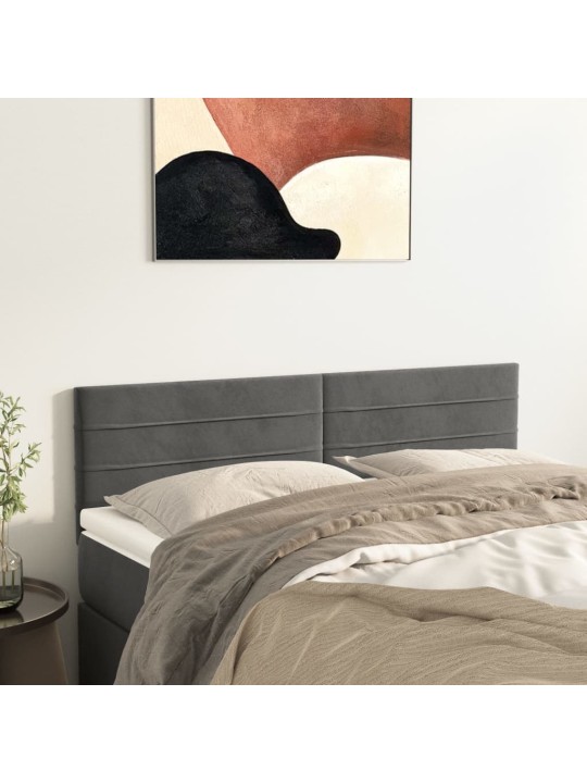 Čela postele 2 ks tmavě šedá 72 x 5 x 78/88 cm samet
