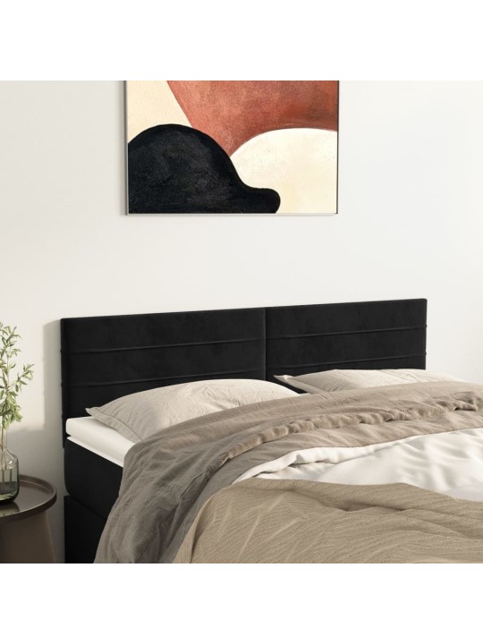 Čela postele 2 ks černá 72 x 5 x 78/88 cm samet