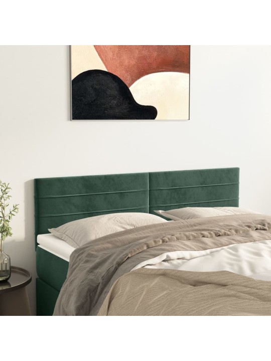 Čela postele 2 ks tmavě zelená 72 x 5 x 78/88 cm samet