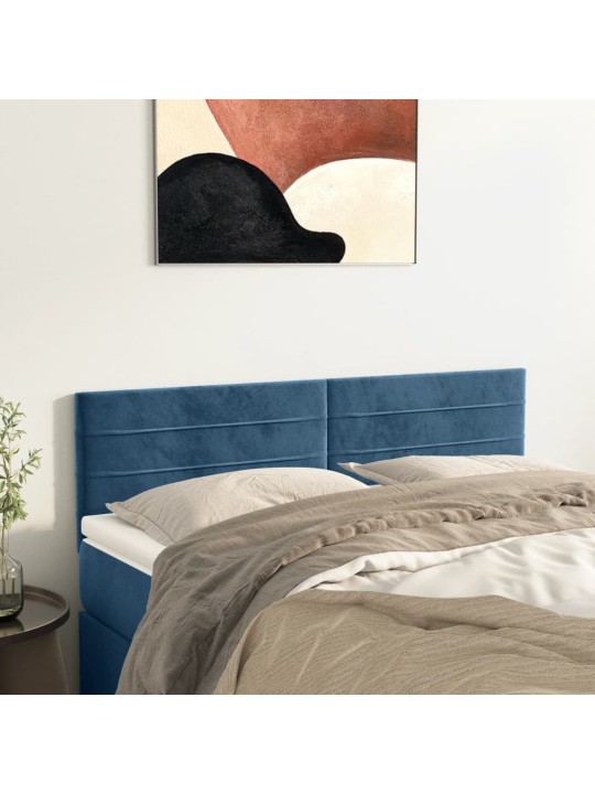 Čela postele 2 ks tmavě modrá 72 x 5 x 78/88 cm samet