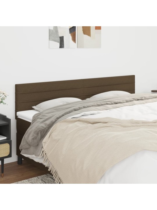 Čelo postele 2 ks tmavě hnědé 100x5x78/88 cm textil
