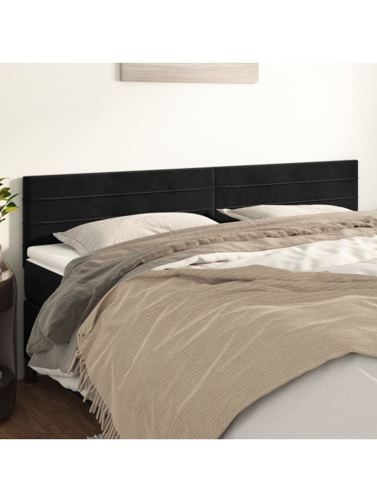 Čelo postele 2 ks černé 100x5x78/88 cm samet