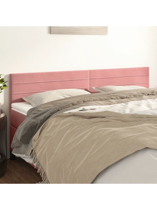 Čelo postele 2 ks růžové 100x5x78/88 cm samet