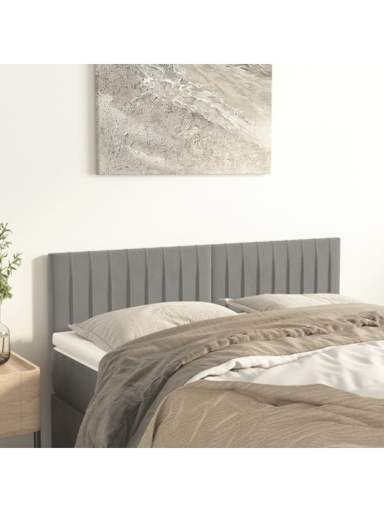 Čela postele 2 ks světle šedá 72 x 5 x 78/88 cm samet