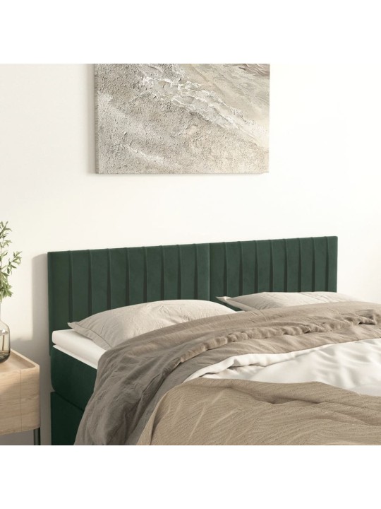 Čela postele 2 ks tmavě zelená 72 x 5 x 78/88 cm samet