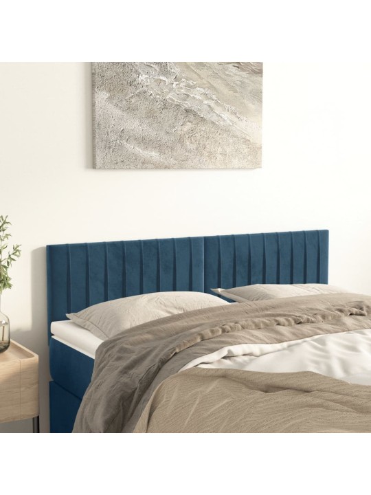 Čela postele 2 ks tmavě modrá 72 x 5 x 78/88 cm samet