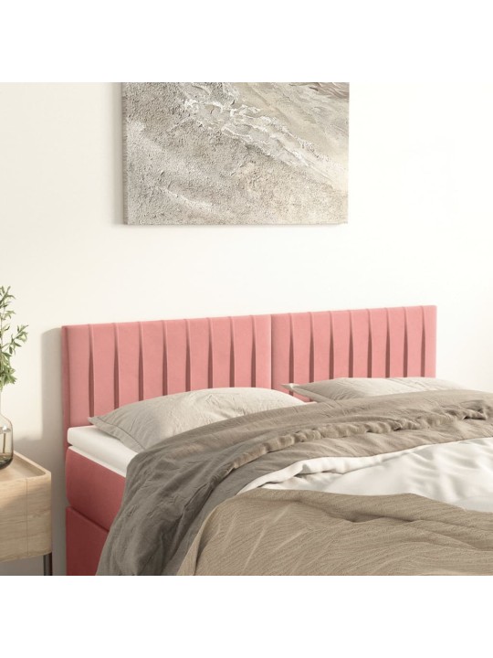 Čelo postele 2 ks růžové 72x5x78/88 cm samet