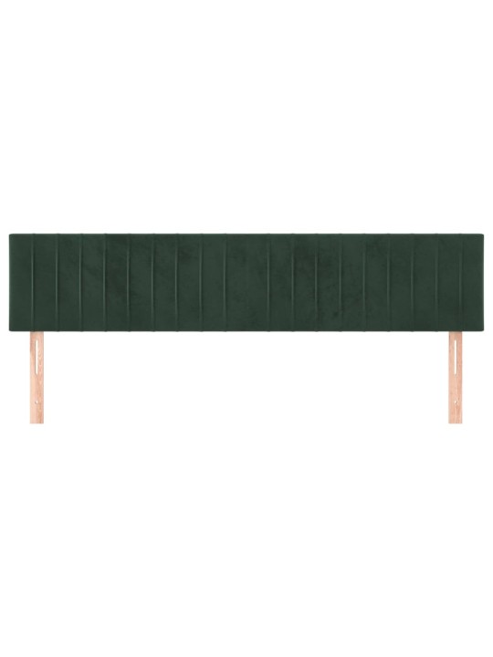 Čelo postele 2 ks tmavě zelené 80 x 5 x 78/88 cm samet