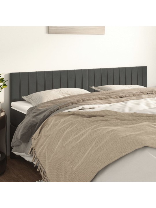 Čelo postele 2 ks tmavě šed 90x5x78/88 cm samet