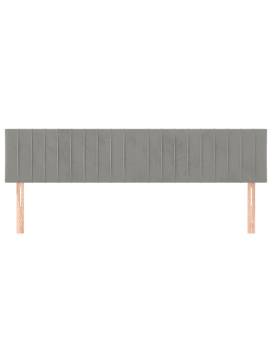 Čelo postele 2 ks světle šedé 100 x 5 x 78/88 cm samet