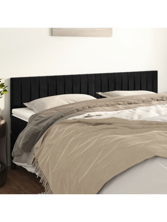 Čelo postele 2 ks černé 100x5x78/88 cm samet