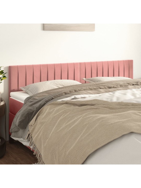 Čelo postele 2 ks růžové 100x5x78/88 cm samet