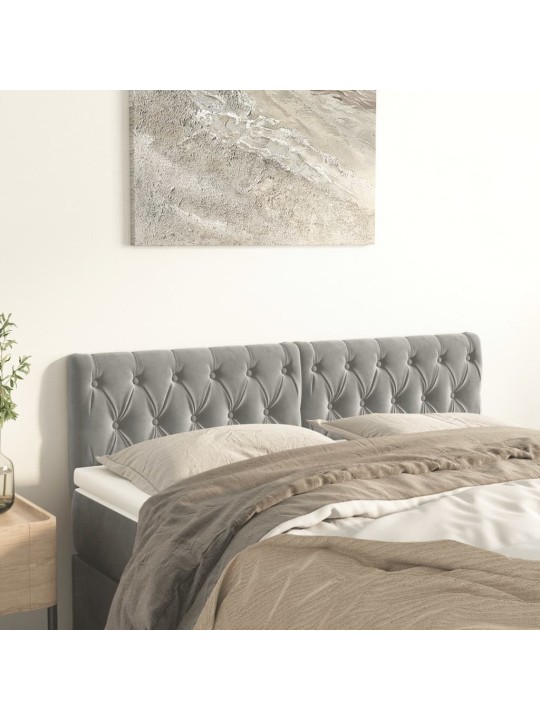 Čela postele 2 ks světle šedá 72x7x78/88 cm samet