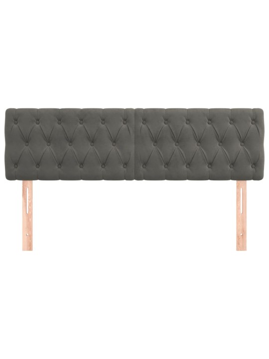 Čelo postele 2 ks tmavě šed 72x7x78/88 cm samet