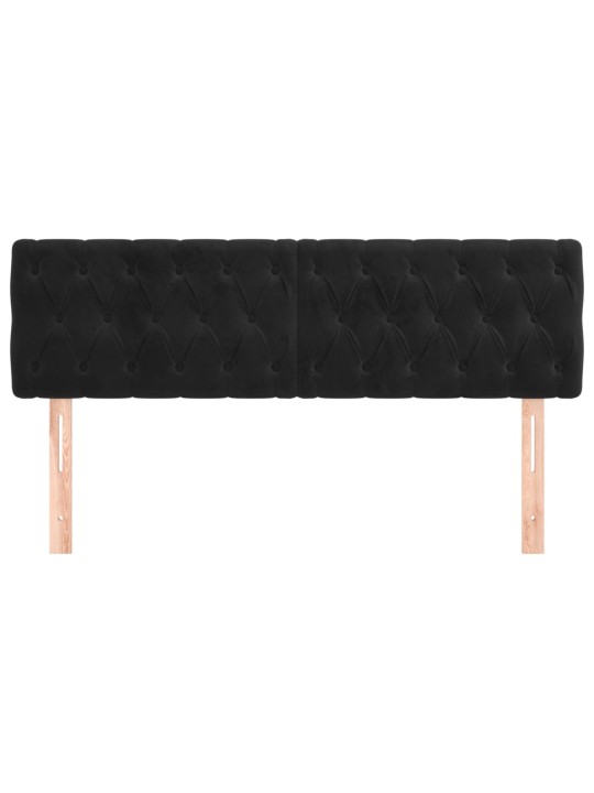 Čela postele 2 ks černá 72x7x78/88 cm samet