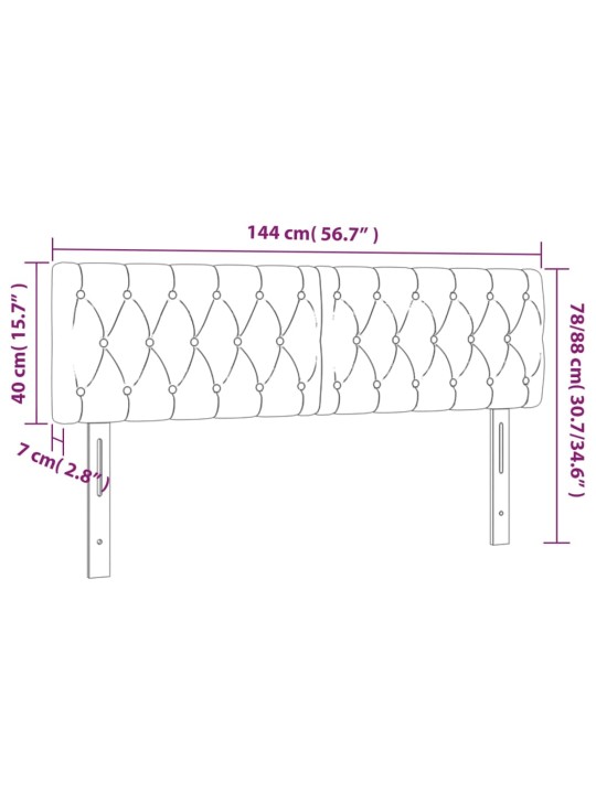 Čela postele 2 ks černá 72x7x78/88 cm samet
