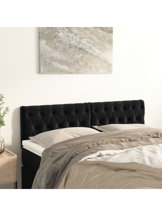 Čela postele 2 ks černá 72x7x78/88 cm samet