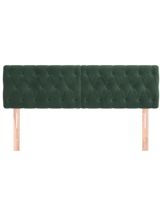 Čela postele 2 ks tmavě zelená 72x7x78/88 cm samet