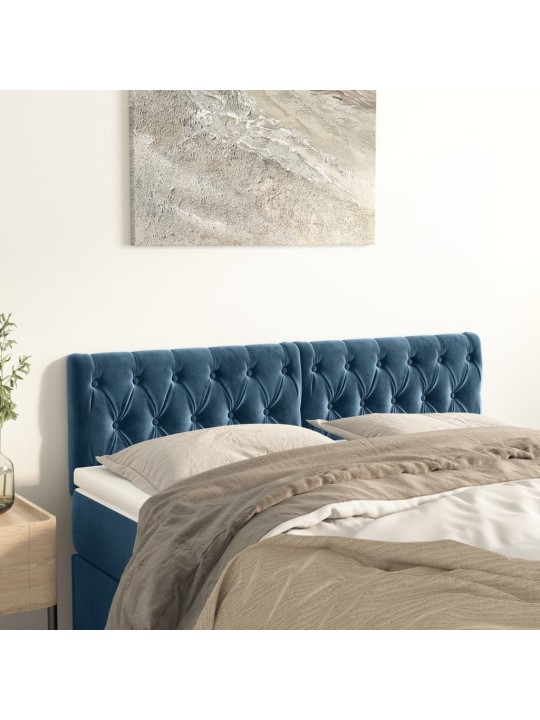 Čela postele 2 ks tmavě modrá 72x7x78/88 cm samet